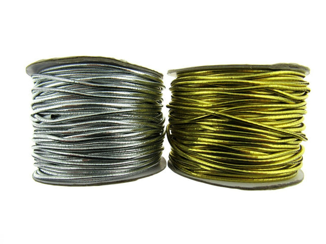 ** HIGH GLOSS 1.7mm LUREX ROUND ELASTIC by BERISFORDS.  20m WHOLE ROLL - ThreadandTrimmings