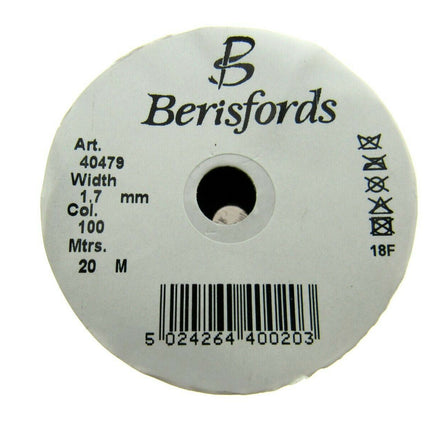 ** HIGH GLOSS 1.7mm LUREX ROUND ELASTIC by BERISFORDS.  20m WHOLE ROLL - ThreadandTrimmings