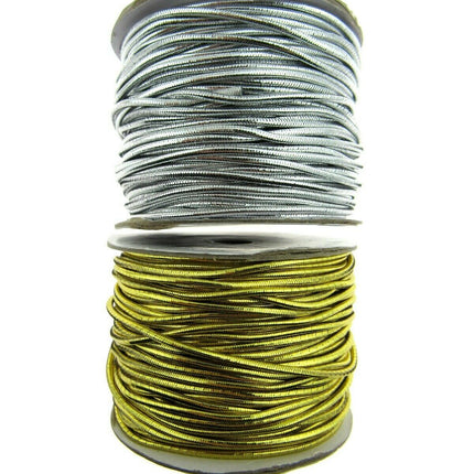 ** HIGH GLOSS 1.7mm LUREX ROUND ELASTIC by BERISFORDS.  20m WHOLE ROLL - ThreadandTrimmings