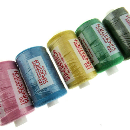 ** 5 x RANDOM ASSORTED COLOURS 1000 YARD SPUN POLYESTER 120's THREAD - CLEARANCE - ThreadandTrimmings