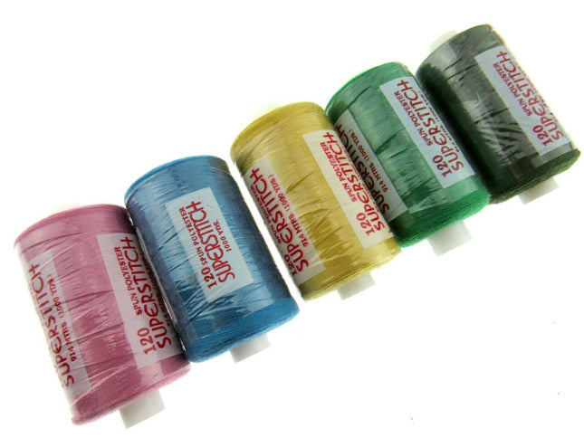 ** 5 x RANDOM ASSORTED COLOURS 1000 YARD SPUN POLYESTER 120's THREAD - CLEARANCE - ThreadandTrimmings