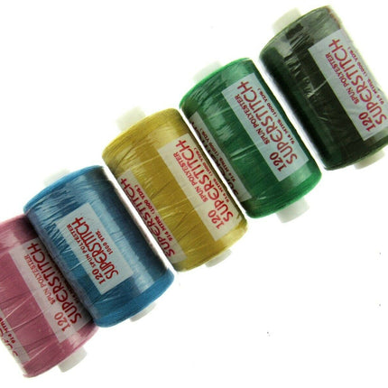 ** 5 x RANDOM ASSORTED COLOURS 1000 YARD SPUN POLYESTER 120's THREAD - CLEARANCE - ThreadandTrimmings