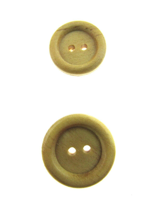 TWO HOLE RING EDGE WOODEN BUTTONS - SIZE 18mm & 23mm (CW2) - ThreadandTrimmings