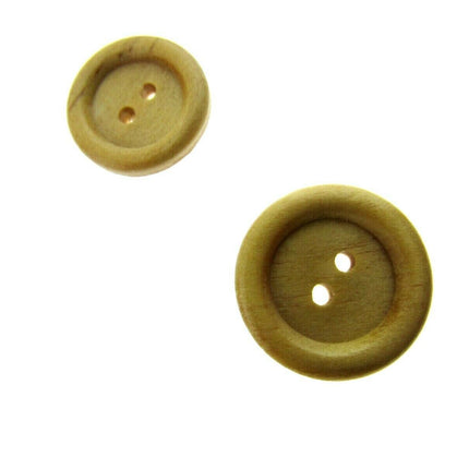 TWO HOLE RING EDGE WOODEN BUTTONS - SIZE 18mm & 23mm (CW2) - ThreadandTrimmings