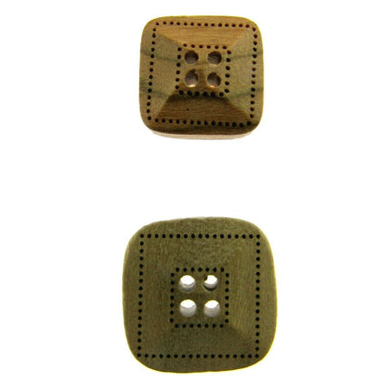 Square Wooden Buttons Made From Olive Wood Four Hole Beige 3 Sizes CW9