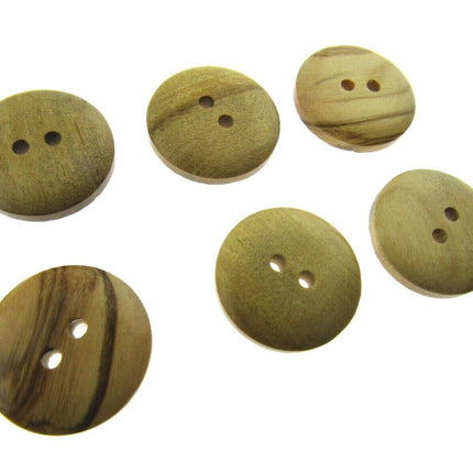 6 x 2-HOLE DOMED OLIVE WOOD BUTTONS - 4 SIZES AVAILABLE (CW6) - ThreadandTrimmings