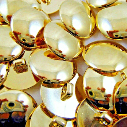 SHINY DOMED / BEVELED GOLD BLAZER BUTTONS PLASTIC - 3 x Sizes - WITH SHANK- CX1 - ThreadandTrimmings