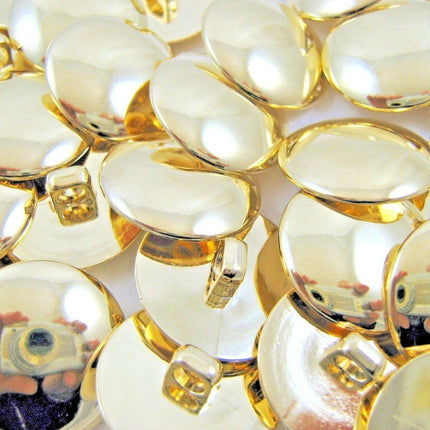 SHINY DOMED / BEVELED GOLD BLAZER BUTTONS PLASTIC - 3 x Sizes - WITH SHANK- CX1 - ThreadandTrimmings