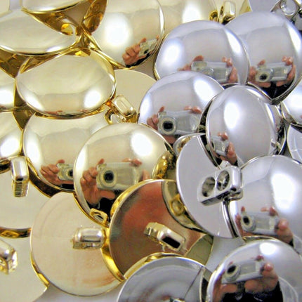 SHINY DOMED / BEVELED SILVER BLAZER BUTTONS PLASTIC -3 x SIZES -WITH SHANK- CX1 - ThreadandTrimmings