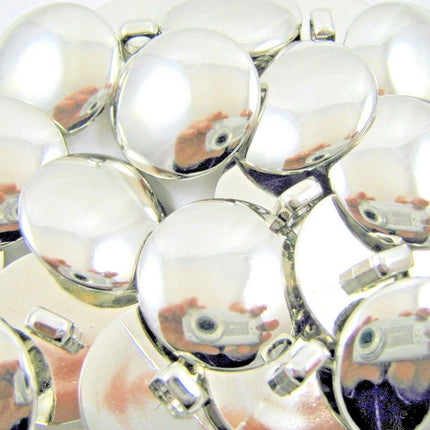 SHINY DOMED / BEVELED SILVER BLAZER BUTTONS PLASTIC -3 x SIZES -WITH SHANK- CX1 - ThreadandTrimmings
