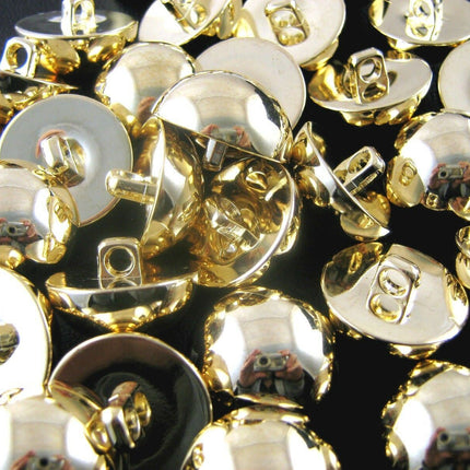 Round Gold Domed Buttons - Shiny Gold Domed Plastic with Shank Buttons (B897) - ThreadandTrimmings