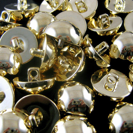 Round Gold Domed Buttons - Shiny Gold Domed Plastic with Shank Buttons (B897) - ThreadandTrimmings