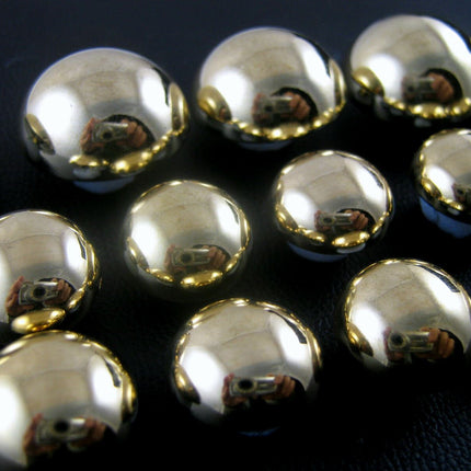 Round Gold Domed Buttons - Shiny Gold Domed Plastic with Shank Buttons (B897) - ThreadandTrimmings
