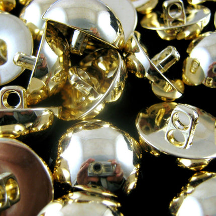 Round Gold Domed Buttons - Shiny Gold Domed Plastic with Shank Buttons (B897) - ThreadandTrimmings