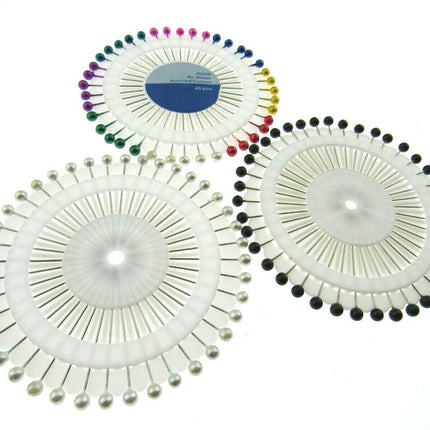 Colour  Headed Pin Wheels - 40 Pins Per Wheel - Easy To Pick Up And Use - Handy - ThreadandTrimmings