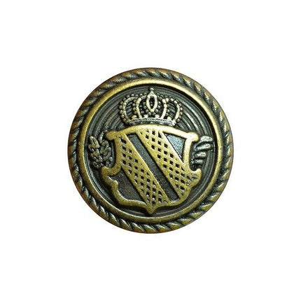 Round Bronze Metal Military Shield Blazer Buttons Choose From 4 sizes B1978 - ThreadandTrimmings