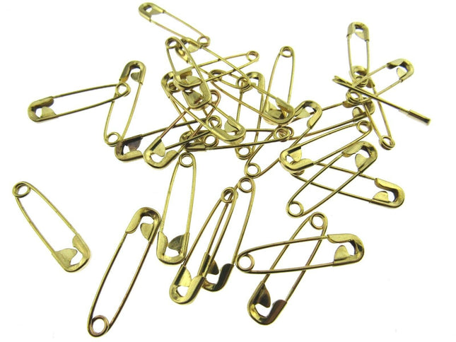 Safety Pins Small Brass  - Gold Colour - Three Sizes - 19mm / 22mm / 28mm - ThreadandTrimmings