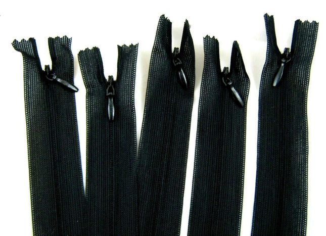 Lightweight Black Invisible Zips - 5 x 8" - Special Offer Clearance - ThreadandTrimmings