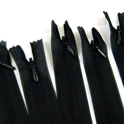 Lightweight Black Invisible Zips - 5 x 8" - Special Offer Clearance - ThreadandTrimmings