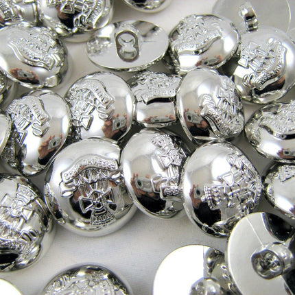 Round Silver Domed Military Blazer Buttons -Green Howard Crested Insignia -Shank - ThreadandTrimmings