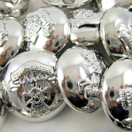Round Silver Domed Military Blazer Buttons -Green Howard Crested Insignia -Shank - ThreadandTrimmings