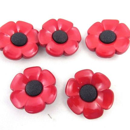 40mm POPPY BUTTONS - PLASTIC with SHANK - ThreadandTrimmings