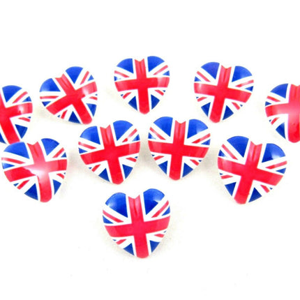 23mm UK Heart Buttons with Shank - Union Jack Heart Buttons - ThreadandTrimmings