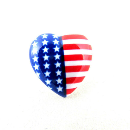 23mm USA HEART BUTTONS with SHANK  STAR SPANGLED BANNER HEART BUTTONS
