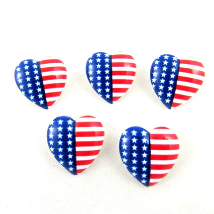 23mm USA HEART BUTTONS with SHANK - STAR SPANGLED BANNER HEART BUTTONS - ThreadandTrimmings