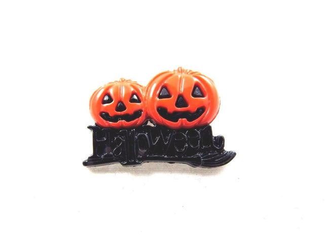 Halloween Pumpkin & Scary Twin Buttons - 6pcs - 25mm with Shank NO345