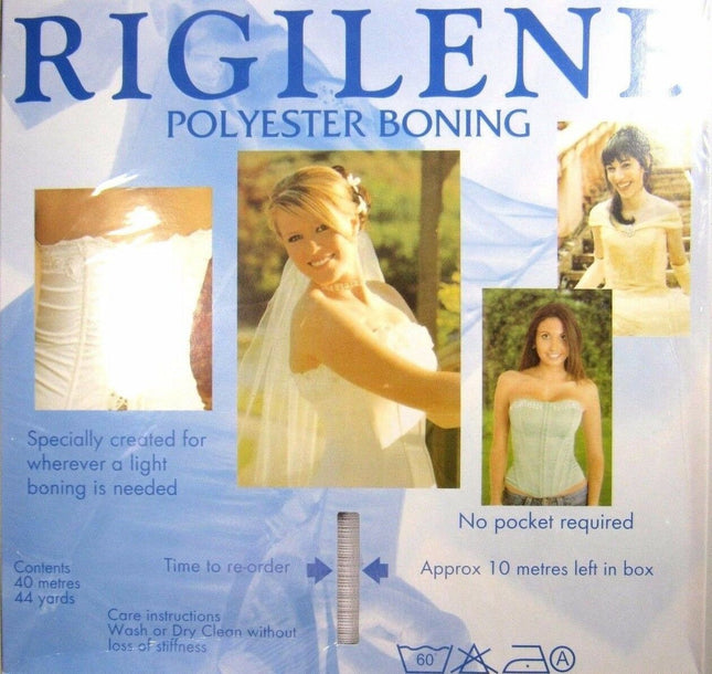 RIGILENE POLYESTER BONING FULL 40m ROLL (CHOOSE WIDTH & COLOUR) WEDDING DRESSES - ThreadandTrimmings