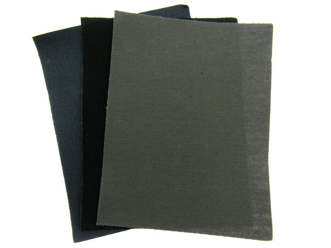 Iron On Cotton Repair Patches - 2 x (10cm x 13cm) - Black, Navy, Grey - ThreadandTrimmings