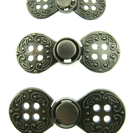 Norwegian Buckle Clasp Four Hole Metal Fastener / Antique Gold or Silver CX38 - ThreadandTrimmings