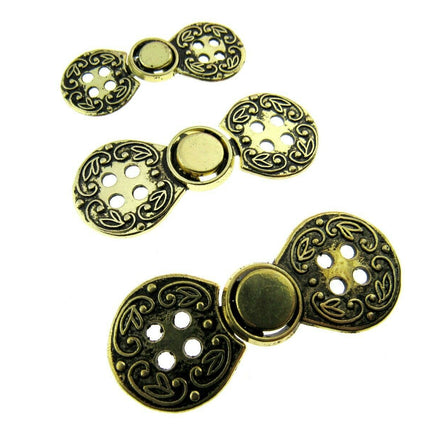 Norwegian Buckle Clasp Four Hole Metal Fastener / Antique Gold or Silver CX38 - ThreadandTrimmings