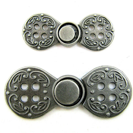 Norwegian Buckle Clasp Four Hole Metal Fastener / Antique Gold or Silver CX38 - ThreadandTrimmings