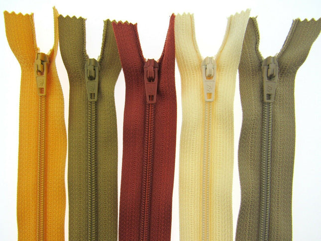 Sample "Sunset Mix" Closed End Nylon Zips - ThreadandTrimmings