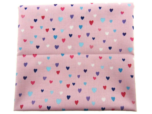 ** STUDIO E's "UNICORN KISSES " FAT QUARTER FABRIC PINK SCATTERED HEARTS BLENDER - ThreadandTrimmings
