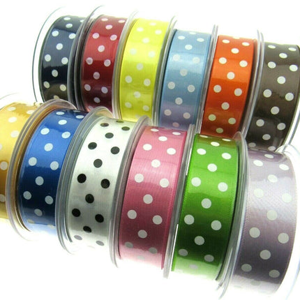 ** 25mm BERISFORDS ESSENTIALS POLKA DOT SATIN RIBBON - ThreadandTrimmings