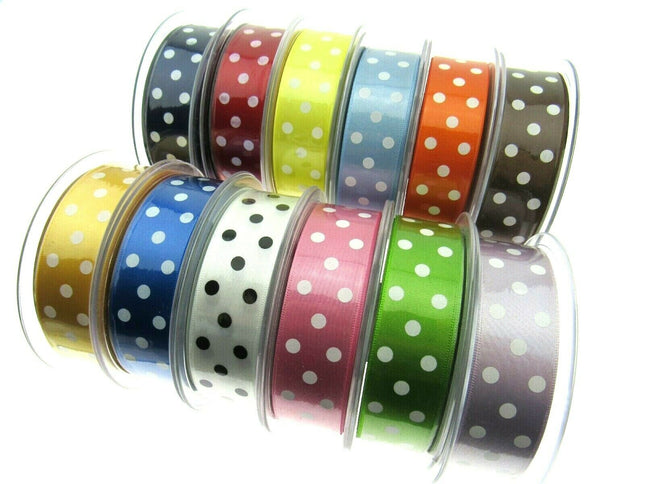 ** 25mm BERISFORDS ESSENTIALS POLKA DOT SATIN RIBBON - ThreadandTrimmings