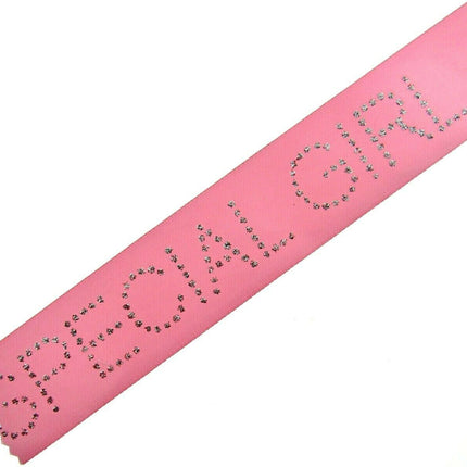 Pink Satin Ribbon with "Special Girl" Message in Daimante Print - 1m Length 40mm
