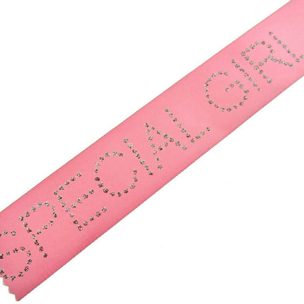 Pink Satin Ribbon with "Special Girl" Message in Daimante Print - 1m Length 40mm