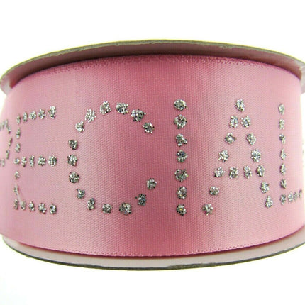 Pink Satin Ribbon with "Special Girl" Message in Daimante Print - 1m Length 40mm