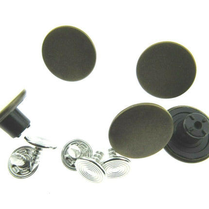 17mm no sew hammer home jean buttons in antique brass
