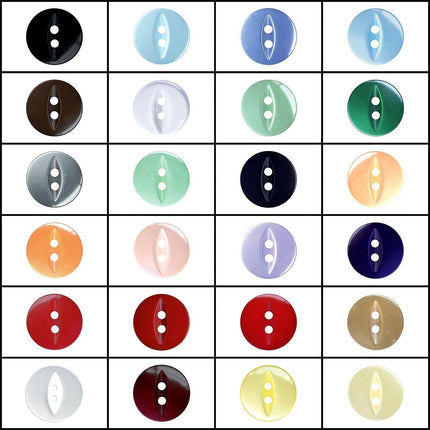 Round Fish Eye Buttons - Fisheye Baby Buttons - 14mm (9/16") - Size 22 - ThreadandTrimmings