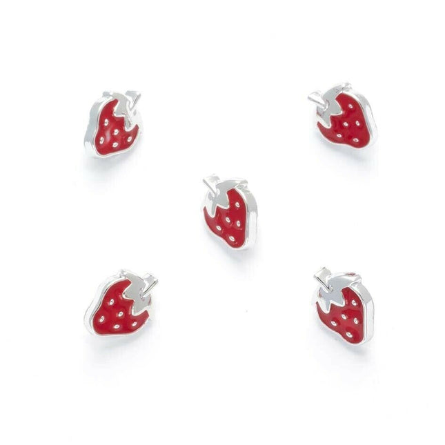 11mm PLASTIC STRAWBERRY BUTTONS With SILVER COLOURED EDGE and SHANK - ThreadandTrimmings