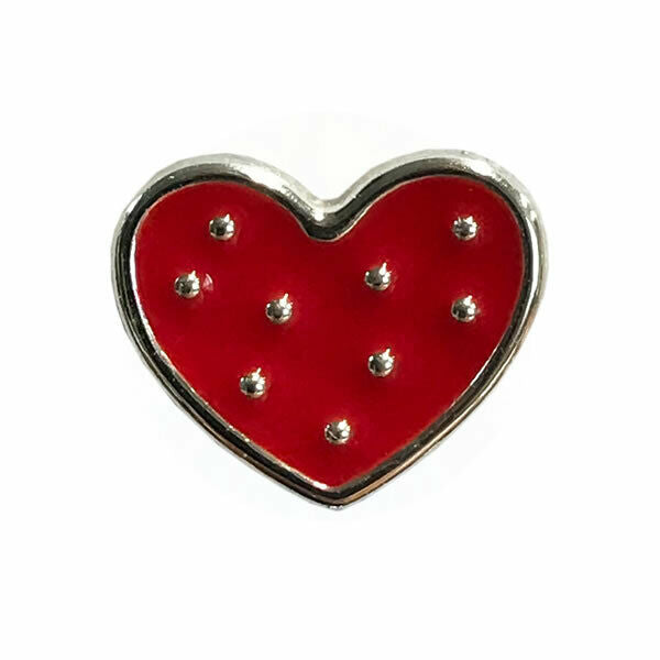PLASTIC LOVE HEART BUTTONS With SILVER COLOURED EDGE and SHANK - Thread and Trimmings