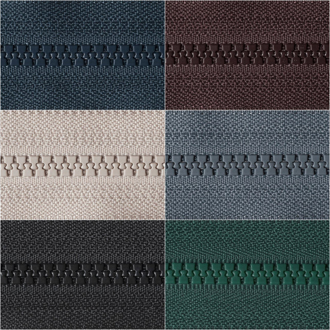 YKK REVERSIBLE FLIP OVER PLASTIC OPEN END ZIPPER #5 ZIP CHAIN 6 COLOURS/ 3 SIZES - ThreadandTrimmings
