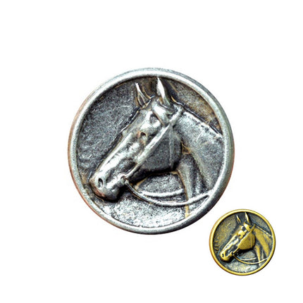 Round Horse Buttons Side View With Shank In Antique Brass or Silver 4 Sizes - ThreadandTrimmings