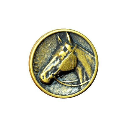 Round Horse Buttons Side View With Shank In Antique Brass or Silver 4 Sizes - ThreadandTrimmings
