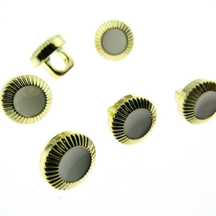 10mm PLASTIC DRESS SHIRT BUTTONS GOLD/WHITE & SILVER/BLACK P131 - ThreadandTrimmings